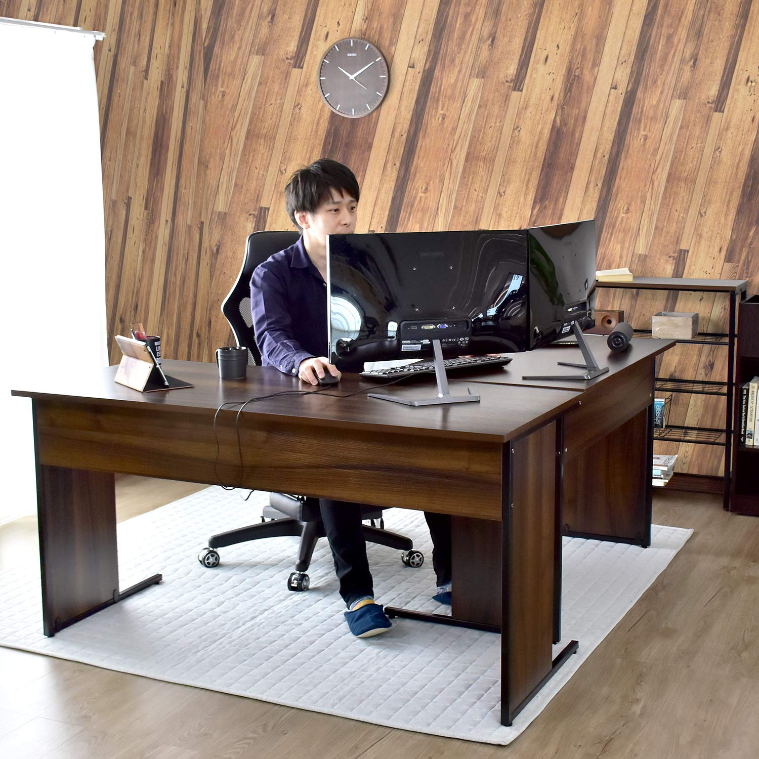 パソコンデスク 勉強机 ウォルナット調